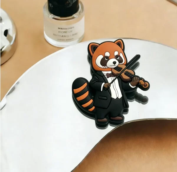 Custom Eco Soft PVC Red Panda Violin Fridge Magnet Bulk Promotional Gift