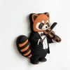 Custom Eco Soft PVC Red Panda Violin Fridge Magnet Bulk Promotional Gift