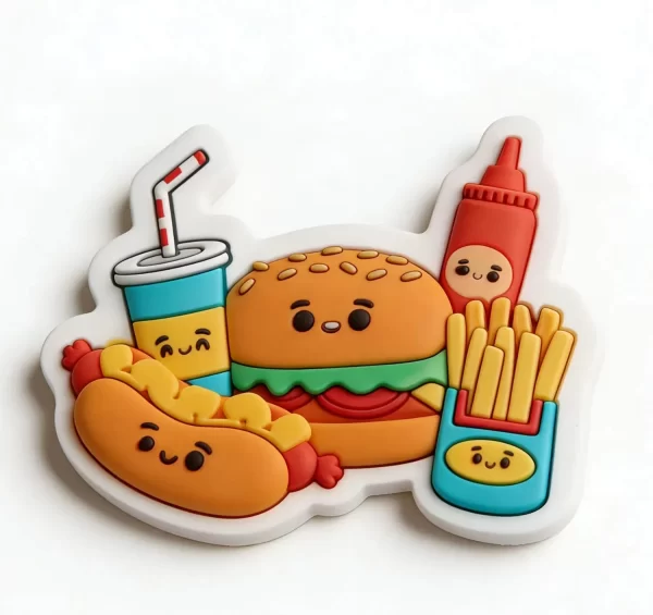 3D PVC Fast Food Fridge Magnet Custom Sublimation Kitchen Decor