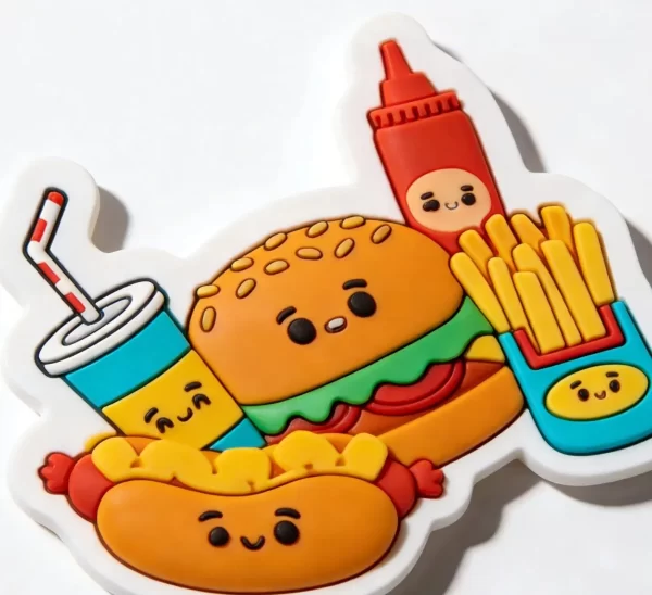 3D PVC Fast Food Fridge Magnet Custom Sublimation Kitchen Decor