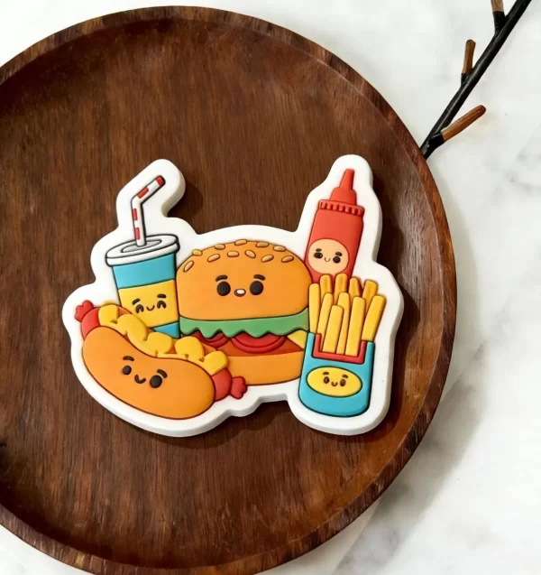 3D PVC Fast Food Fridge Magnet Custom Sublimation Kitchen Decor