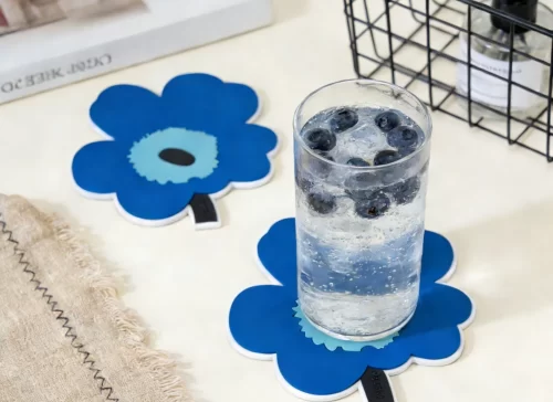 Custom Wholesale Trivet Coaster Heat Resistant Eco Friendly Silicone Blue Flower Custom Wholesale Trivet Coaster Heat Resistant Eco Friendly Silicone Blue Flower