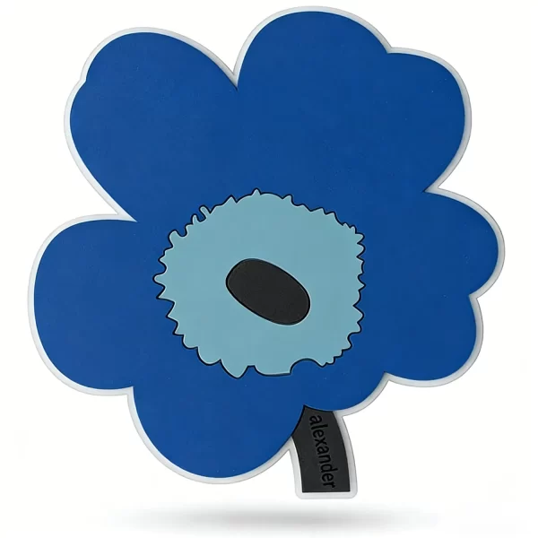 Custom Wholesale Trivet Coaster Heat Resistant Eco Friendly Silicone Blue Flower