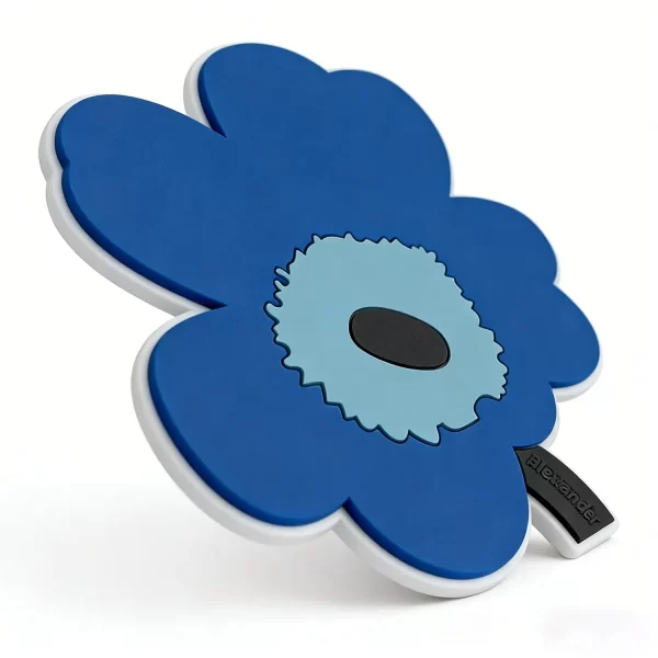 Custom Wholesale Trivet Coaster Heat Resistant Eco Friendly Silicone Blue Flower