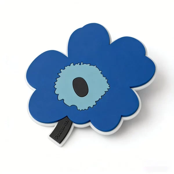 Custom Wholesale Trivet Coaster Heat Resistant Eco Friendly Silicone Blue Flower
