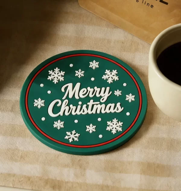 Bulk Custom Eco Friendly Traditional Christmas Silicone Coaster Gift