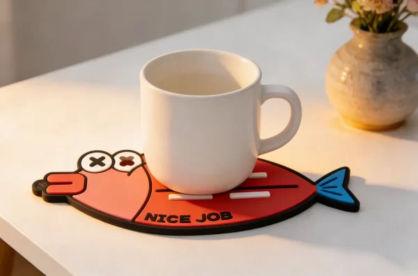 Bulk Custom Personalized Eco Cartoon Fish Silicone Coaster Gift