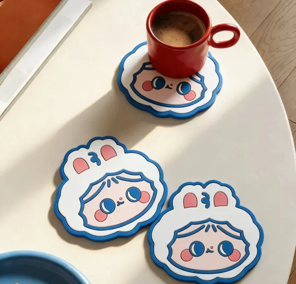 Bulk Custom Personalized Kids Cartoon Silicone Coaster Eco Souvenir