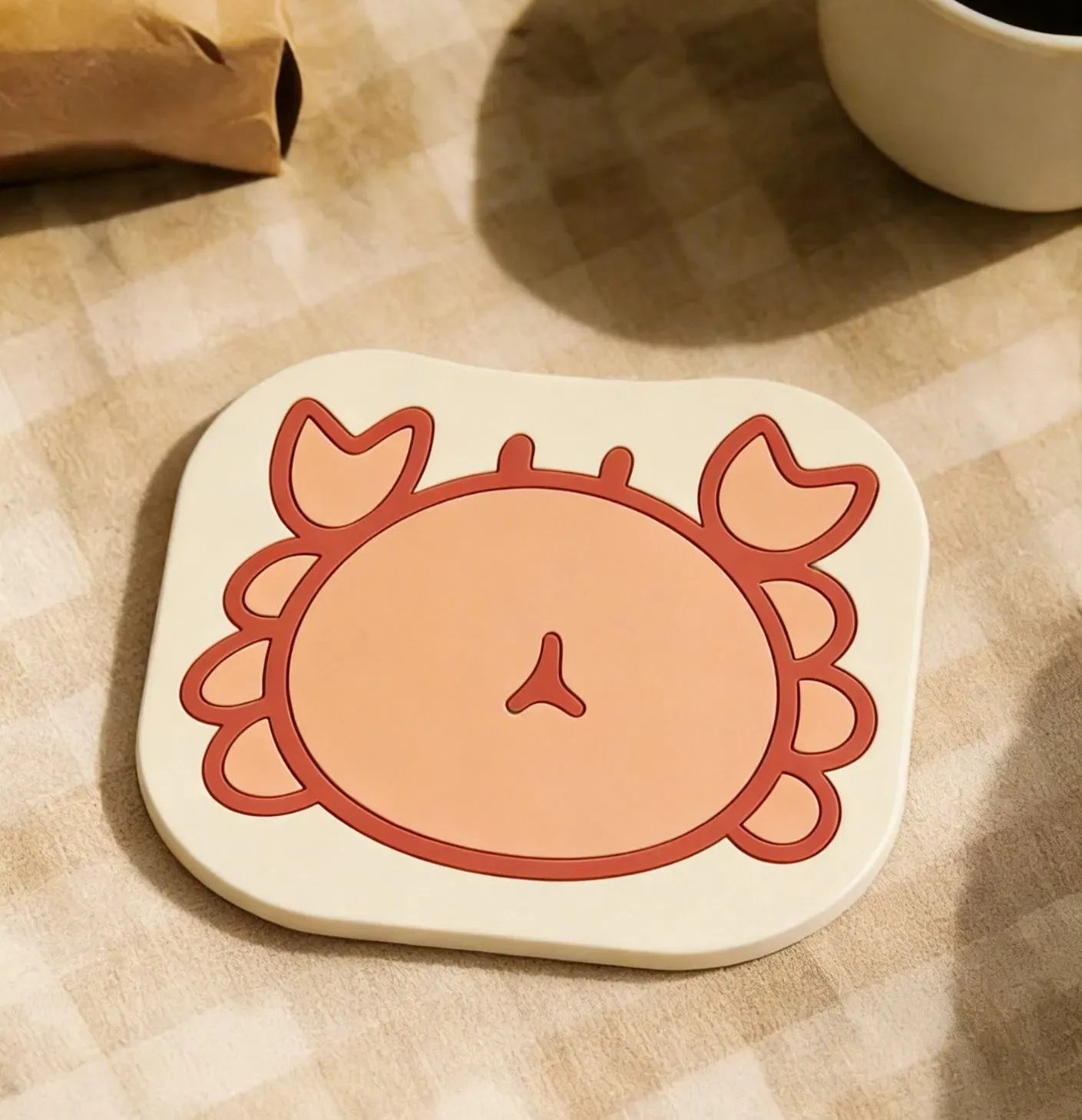 Custom Cute Crab Silicone Waterproof Coaster B2b Promo Gift