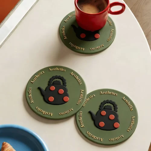 Custom Personalized Aesthetic Teapot Silicone Coaster Eco Souvenir