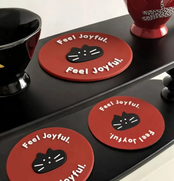 Bulk Custom Personalized Sublimation Cat Pet Silicone Heatproof Coaster B2b Gift