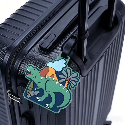 Custom Dinosaur-Themed PVC Luggage Tags Personalized Kids Travel ID Tags for Brand Gifting