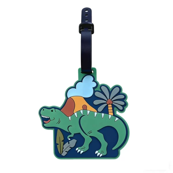 Custom Dinosaur-Themed PVC Luggage Tags Personalized Kids Travel ID Tags for Brand Gifting