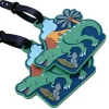Custom Dinosaur-Themed PVC Luggage Tags Personalized Kids Travel ID Tags for Brand Gifting
