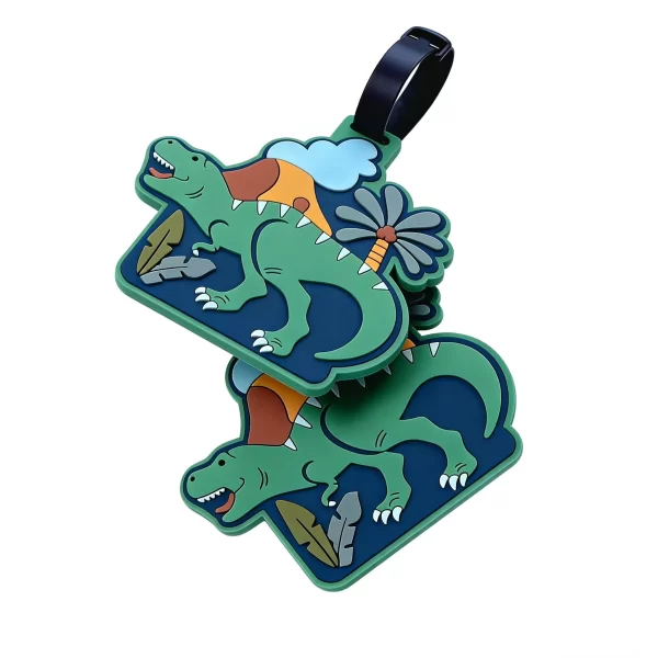 Custom Dinosaur-Themed PVC Luggage Tags Personalized Kids Travel ID Tags for Brand Gifting