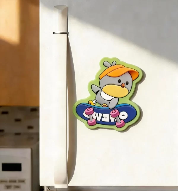 Premium Custom High-Quality Cute Skateboard Penguin PVC Memo Fridge Magnet Kids Gift