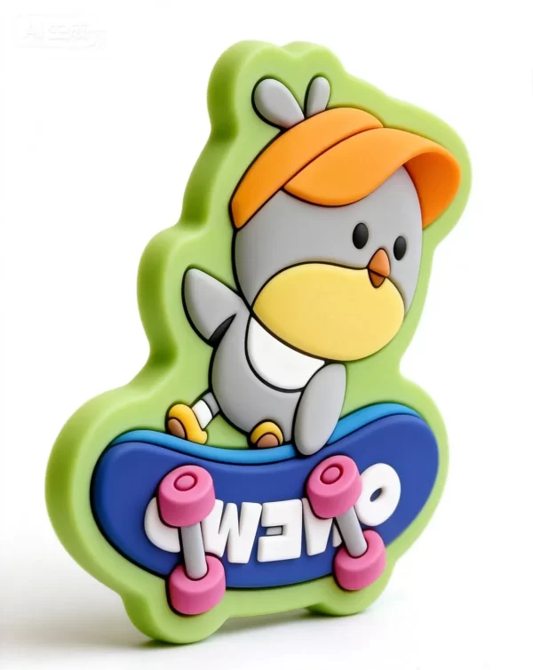 Premium Custom High-Quality Cute Skateboard Penguin PVC Memo Fridge Magnet Kids Gift