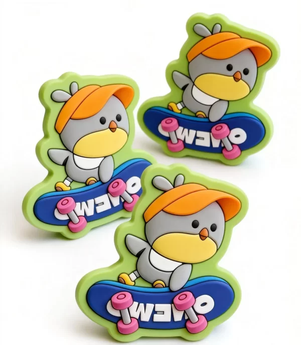 Premium Custom High-Quality Cute Skateboard Penguin PVC Memo Fridge Magnet Kids Gift