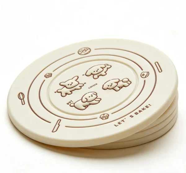 Customizable Factory Direct Soft PVC Silicone Cute Embossed Cartoon Dog Gift Coaster
