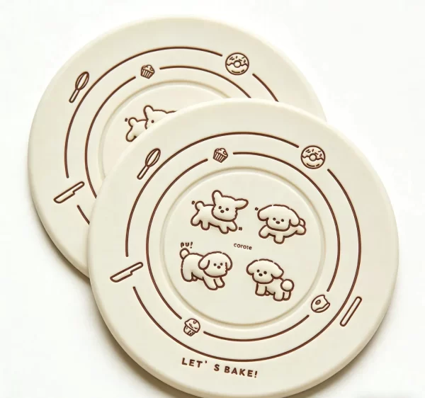 Customizable Factory Direct Soft PVC Silicone Cute Embossed Cartoon Dog Gift Coaster
