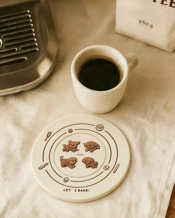 Customizable Factory Direct Soft PVC Silicone Cute Embossed Cartoon Dog Gift Coaster