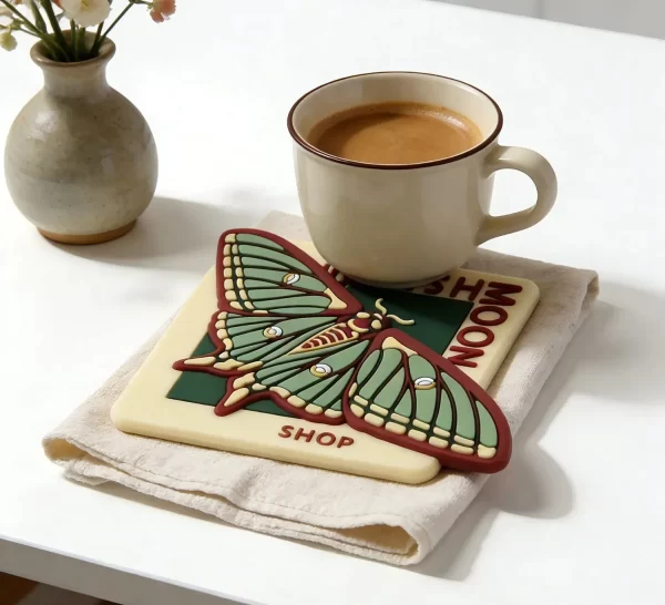 Personalized Bulk Factory Custom Promo Gift Soft PVC Non-Slip Vintage Coasters Home