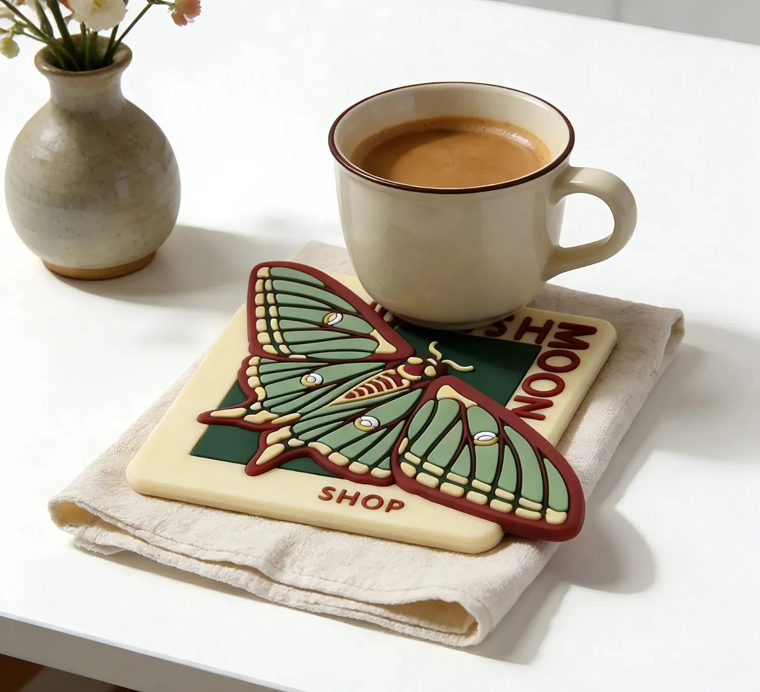Personalized Bulk Factory Custom Promo Gift Soft PVC Non-Slip Vintage Coasters Home