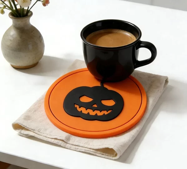 Personalized Custom High-Quality Soft PVC Non-Slip Halloween Pumpkin Festival Gift Coaster