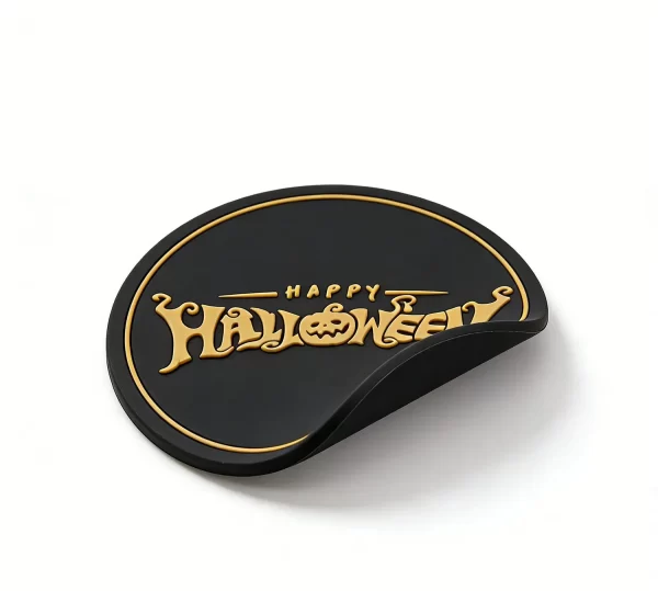 Soft PVC Atmospheric Non-Slip Halloween Drink Coaster Gold Black Factory Premium Service