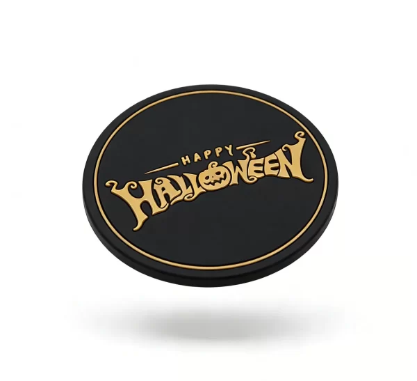 Soft PVC Atmospheric Non-Slip Halloween Drink Coaster Gold Black Factory Premium Service