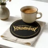 Soft PVC Atmospheric Non-Slip Halloween Drink Coaster Gold Black Factory Premium Service
