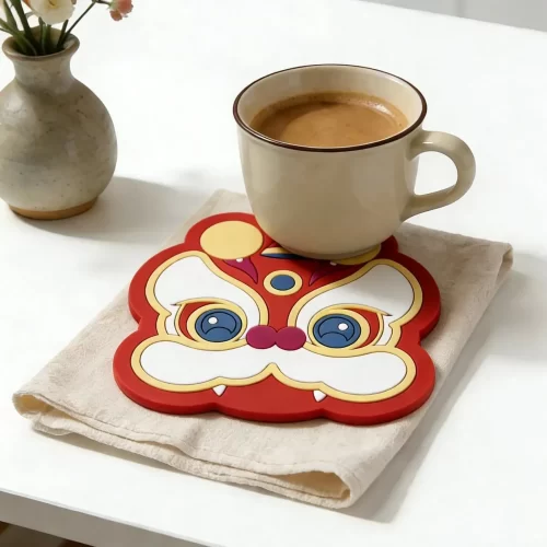 Silicone Eco-Friendly High Quality Festive Lion Dance Coaster Low Cost Custom Gift Silicone Eco-Friendly High Quality Festive Lion Dance Coaster Low Cost Custom Gift