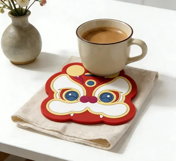 Silicone Eco-Friendly High Quality Festive Lion Dance Coaster Low Cost Custom Gift
