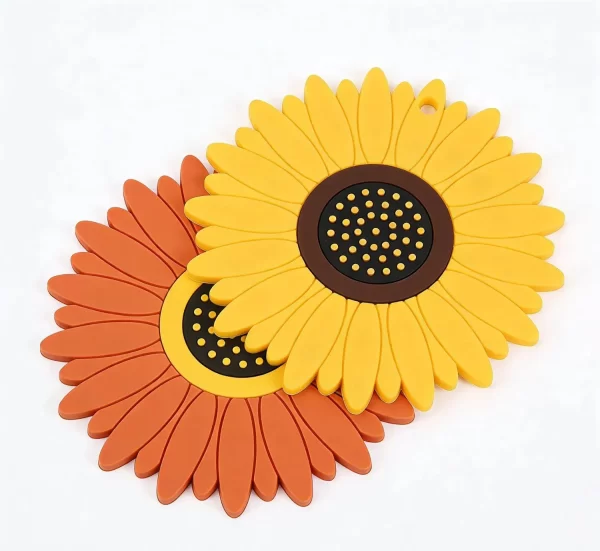 Custom Silicone Flower Shape Non-Slip Heat-Resistant Drink Coaster Home Table Mat Decor