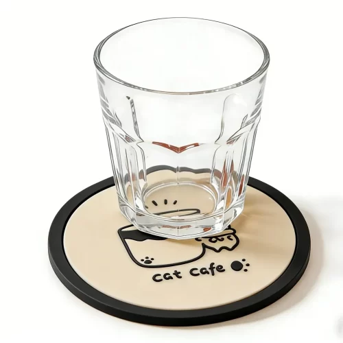 Bulk Custom Stylish Cute Cat Silicone Coaster High Quality for Coffee Bar
