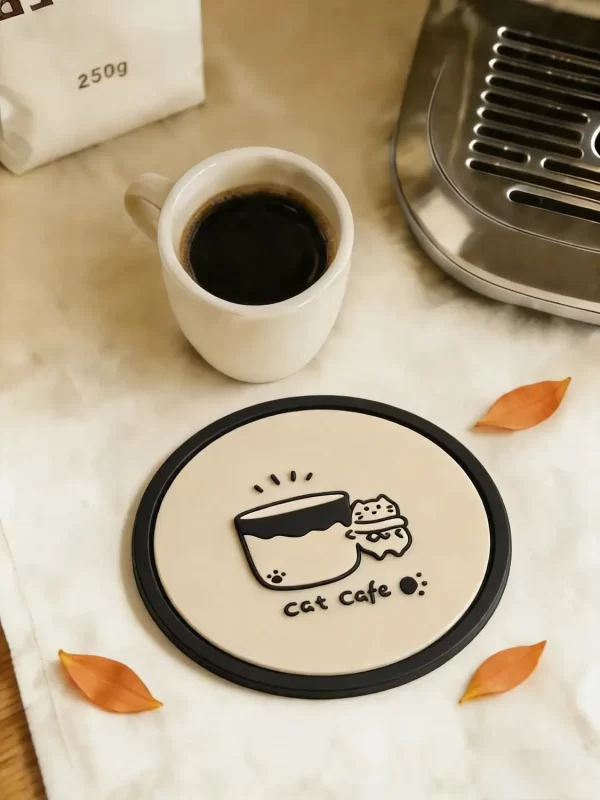 Bulk Custom Stylish Cute Cat Silicone Coaster High Quality for Coffee Bar