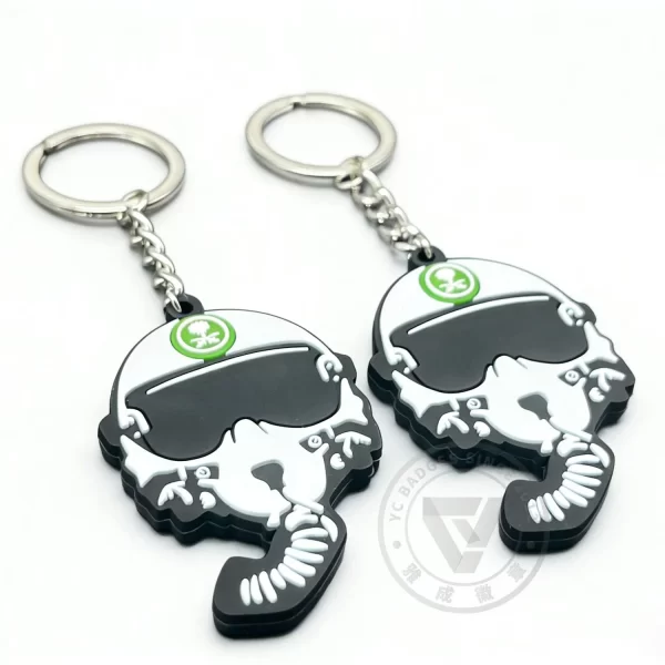 Custom Eco-Friendly PVC Skull Biker Keychain for Keys & Accessorie