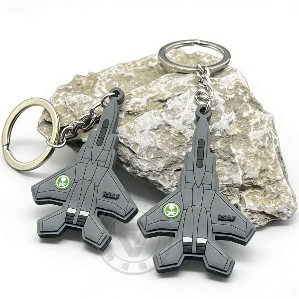 Eco-Friendly Fighter Jet Keychain Custom PVC Accessory for Aviation Souvenirs
