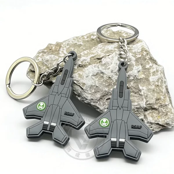 Eco-Friendly Fighter Jet Keychain Custom PVC Accessory for Aviation Souvenirs