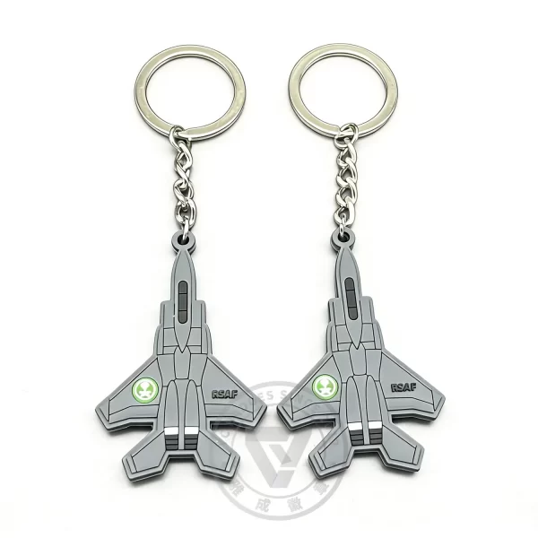 Eco-Friendly Fighter Jet Keychain Custom PVC Accessory for Aviation Souvenirs