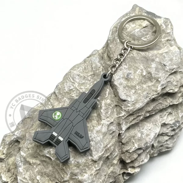 Eco-Friendly Fighter Jet Keychain Custom PVC Accessory for Aviation Souvenirs