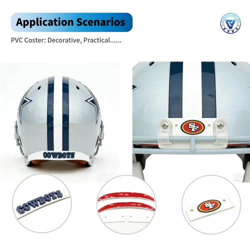 Custom 3D Rubber Helmet Bumpers Decals Front & Rear Protective Stickers for Football Custom 3D Rubber Helmet Bumpers Decals Front & Rear Protective Stickers for Football