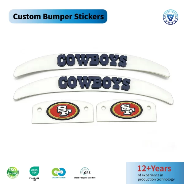 Custom 3D Rubber Helmet Bumpers Decals Front & Rear Protective Stickers for Football