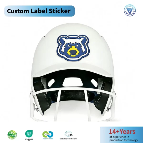 Custom PVC Helmet Sticker Durable Label with Team Logo for Clothing Accessories Custom PVC Helmet Sticker Durable Label with Team Logo for Clothing Accessories
