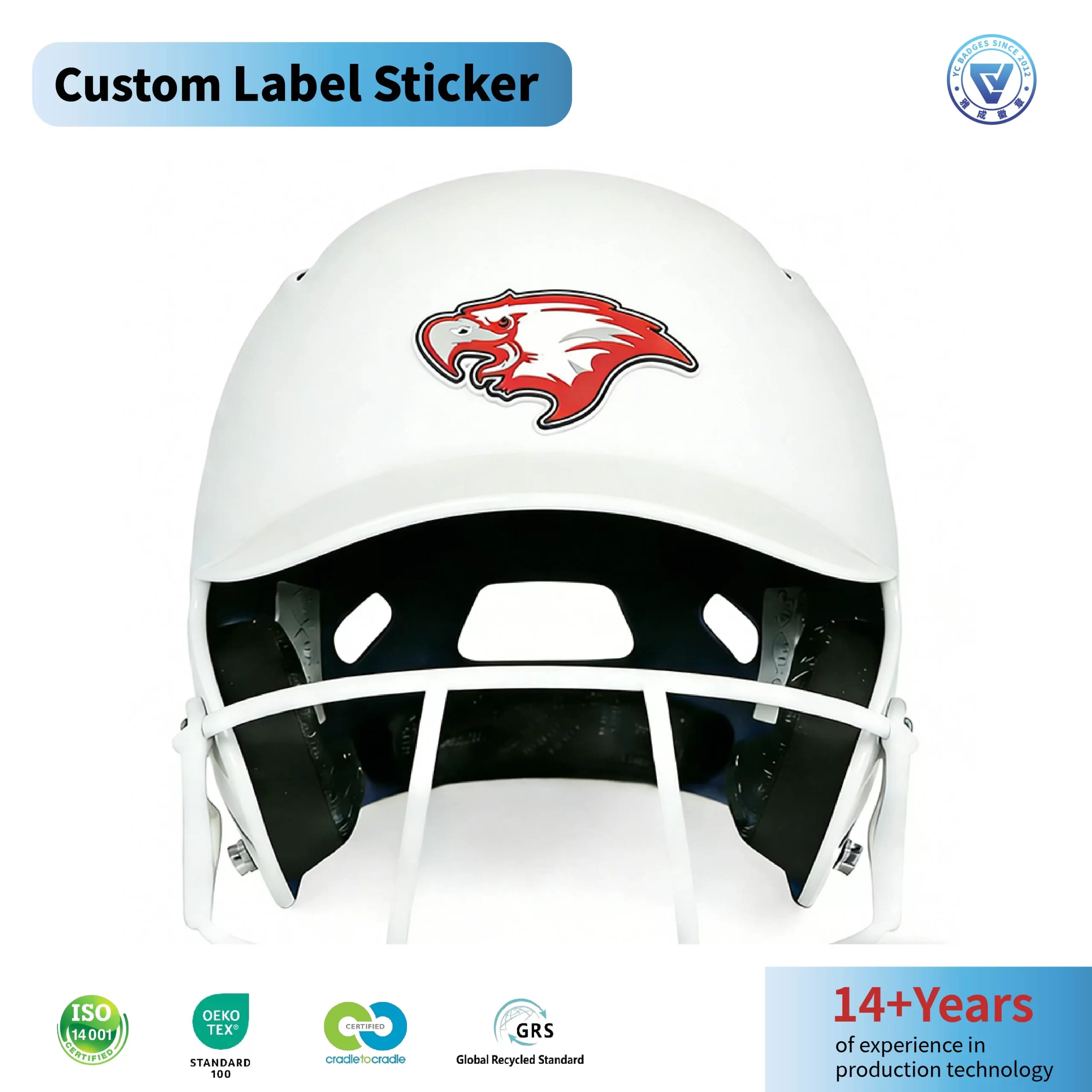 Custom 3D Helmet Decals with 3m Adhesive PVC Patch for Sports Team