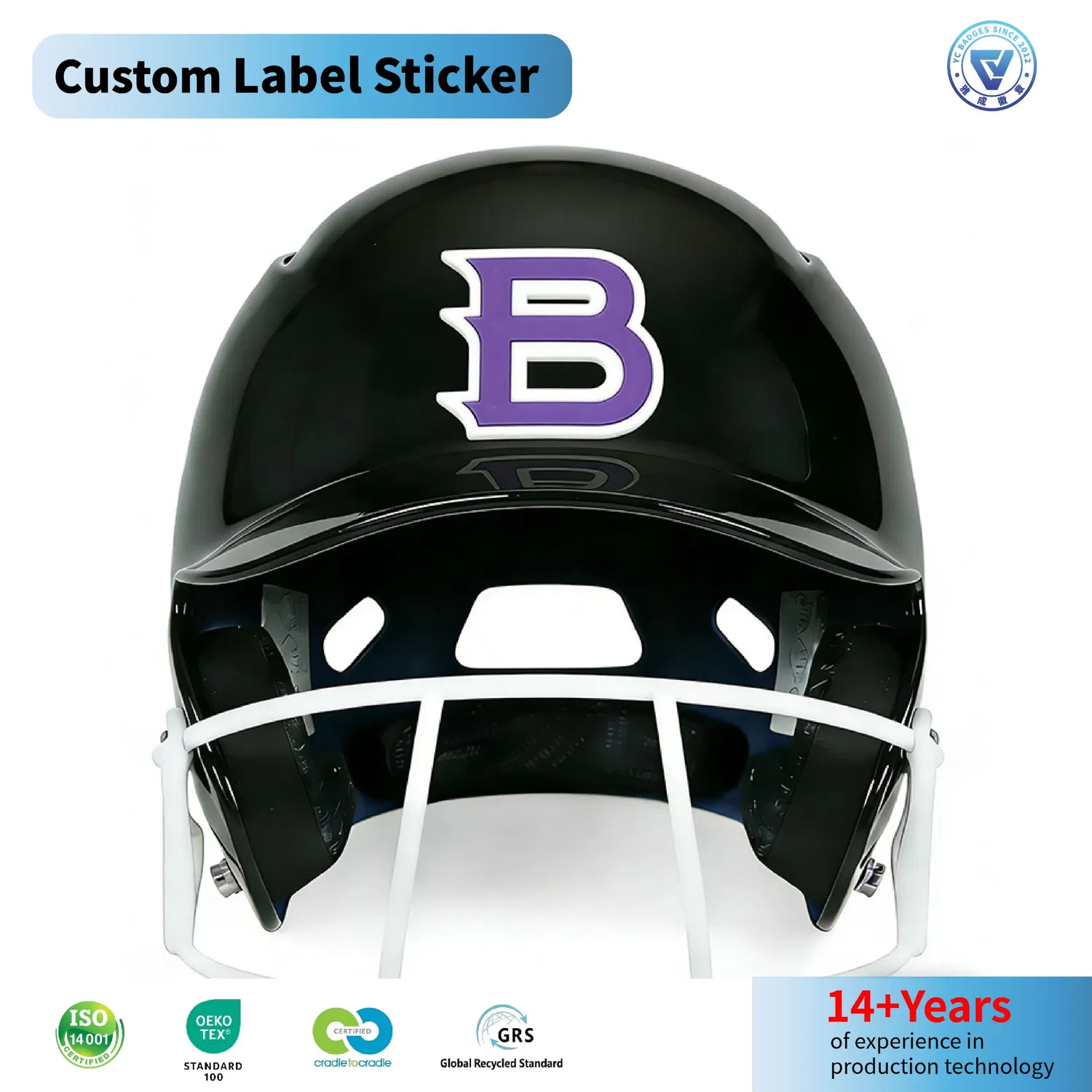 Custom 3D PVC Rubber Decals with Own Logo for Baseball Football Helmet