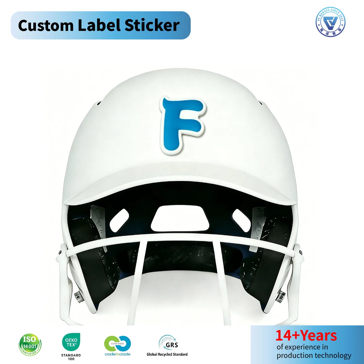 2026 New Model PVC Rubber Helmet Decals Silicone Label Sticker for Baseball Team