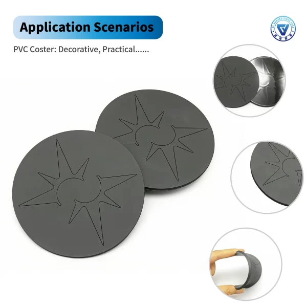 Custom Logo PVC Rubber Mat Eco-Friendly Soft Rubber Cup Coasters for Promotion