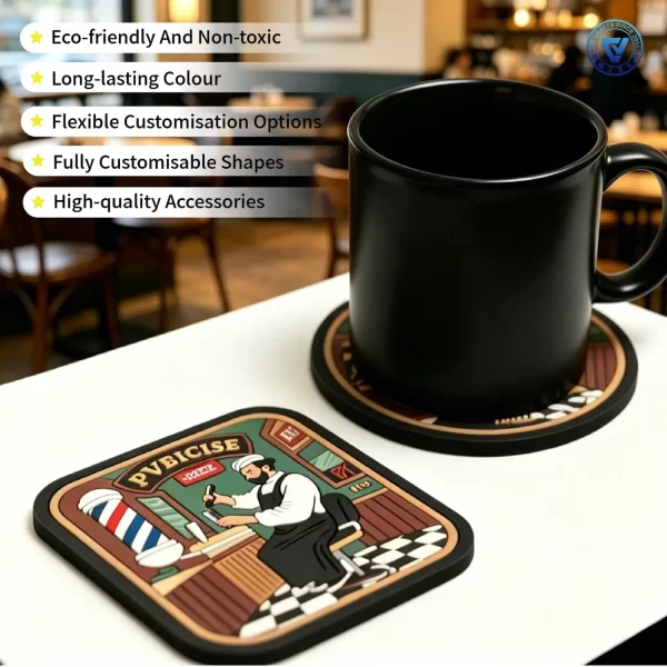 Factory Custom PVC Rubber Coaster Silicone Durable PVC Mat with Own Logo for Promotion Branded Drink Mats