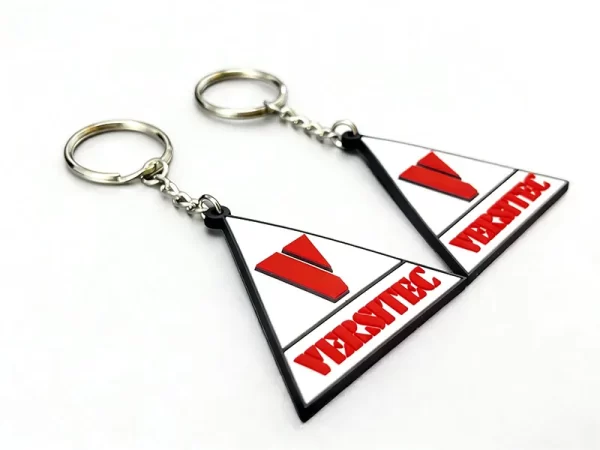Custom PVC Triangle Keychain Qr Code OEM Logo Eco-Friendly Durable Waterproof Keyring